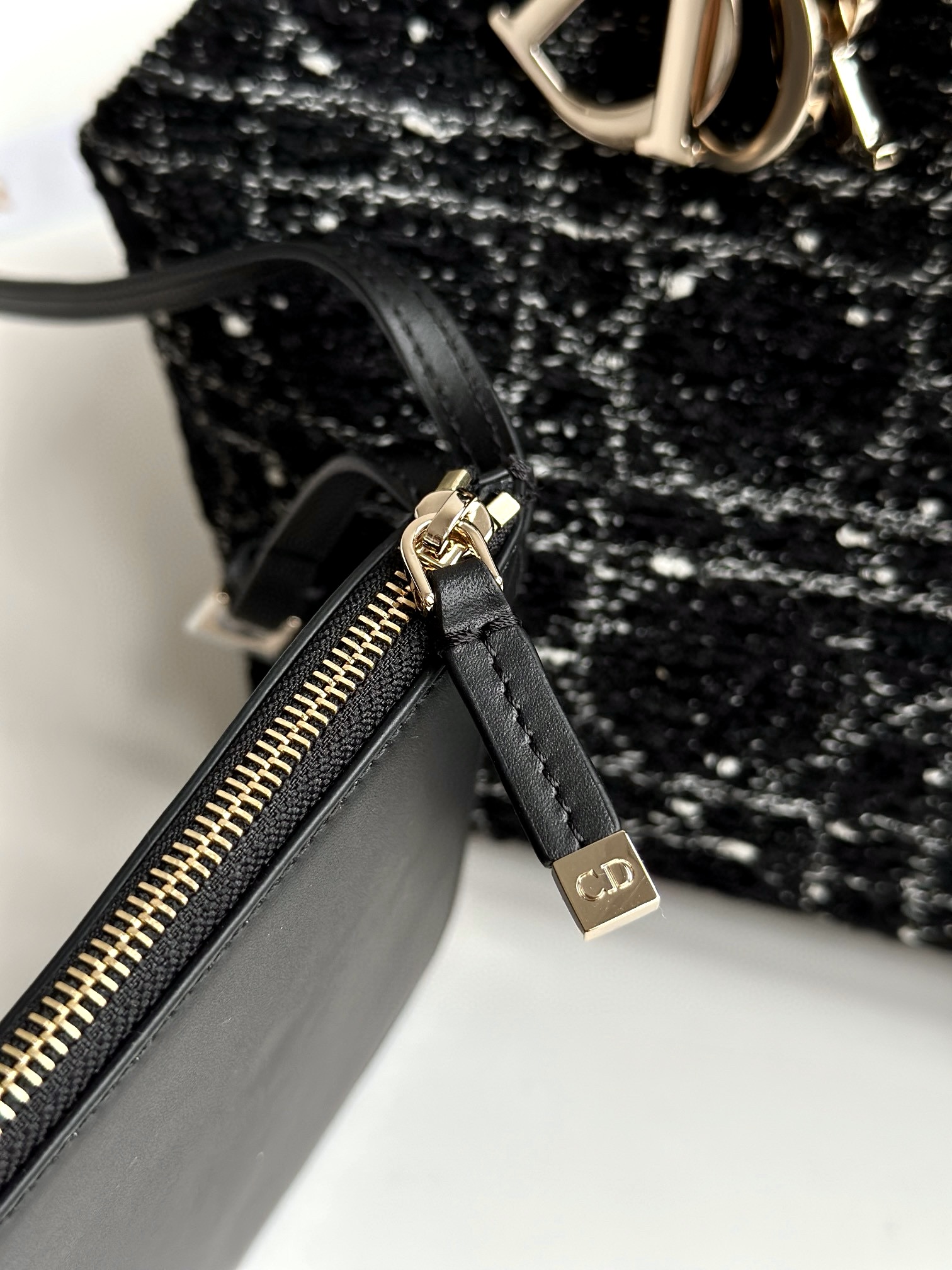 DIOR Medium Dior Toujours Bag Black Cannage Tweed