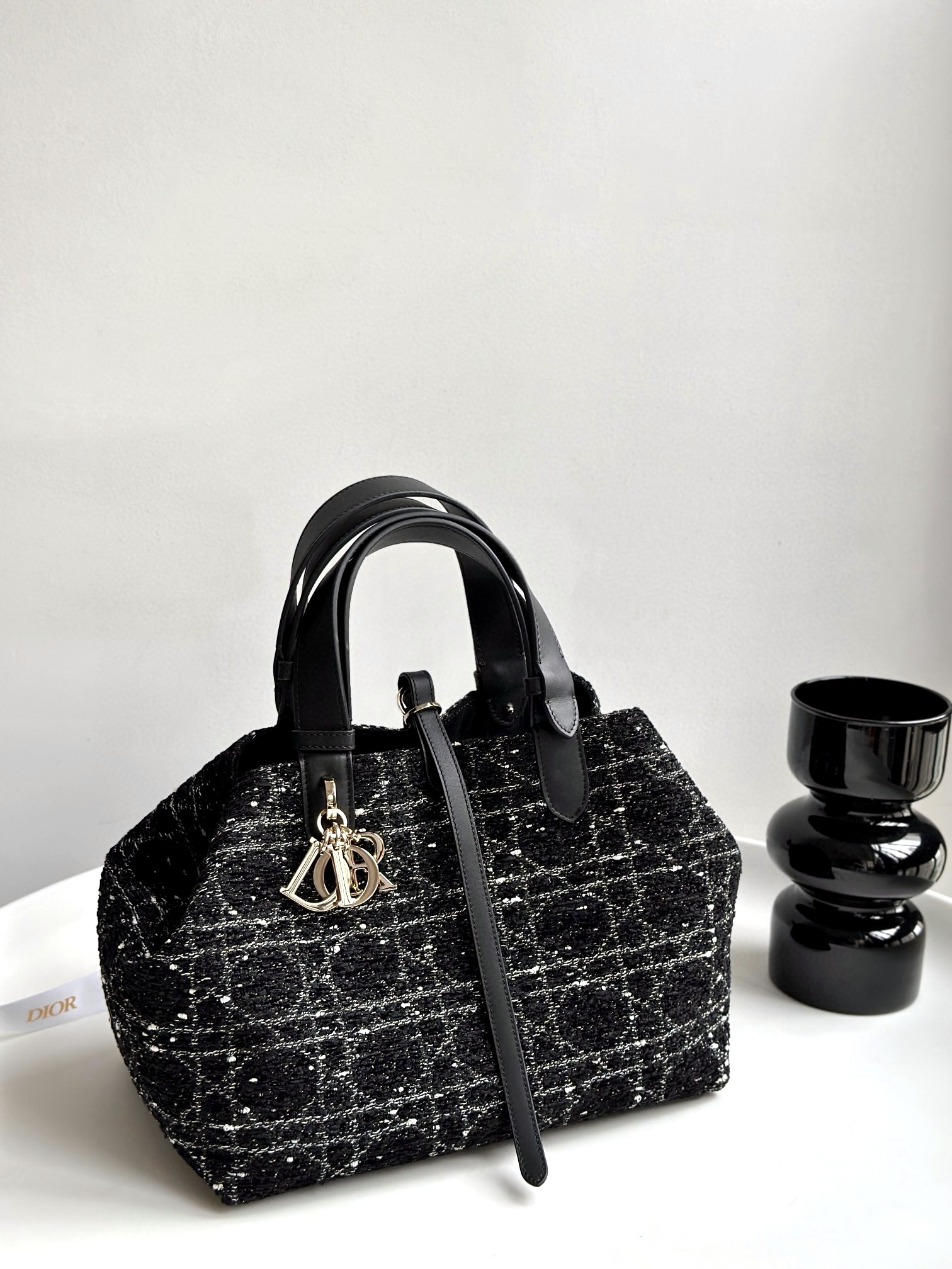 DIOR Medium Dior Toujours Bag Black Cannage Tweed