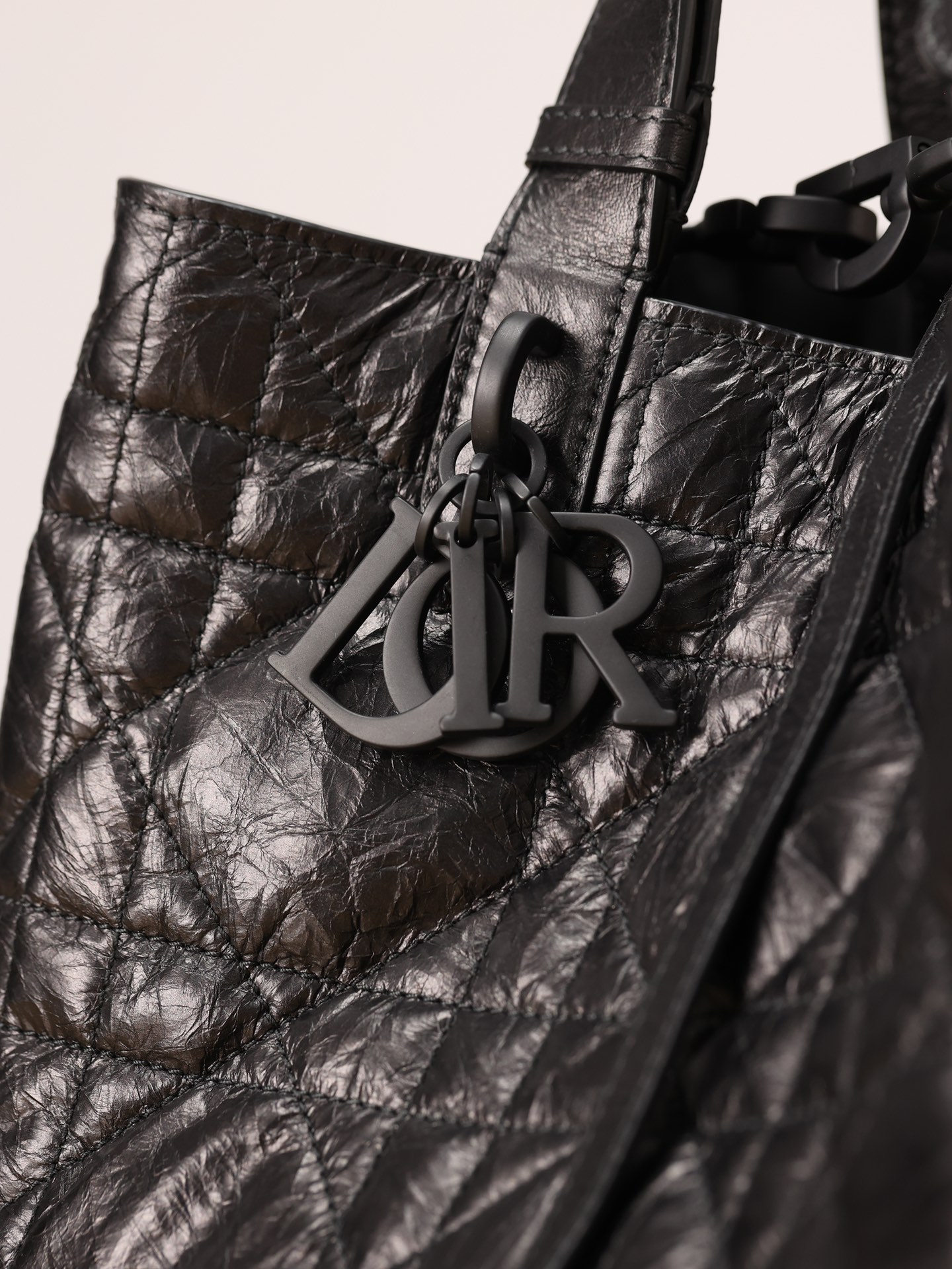 DIOR Medium Dior Toujours Bag Black Macrocannage Crinkled Calfskin