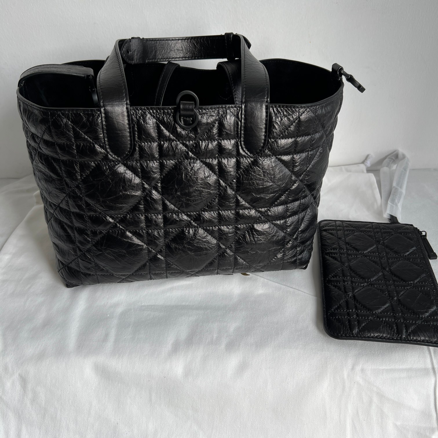 DIOR Medium Dior Toujours Bag Black Macrocannage Crinkled Calfskin