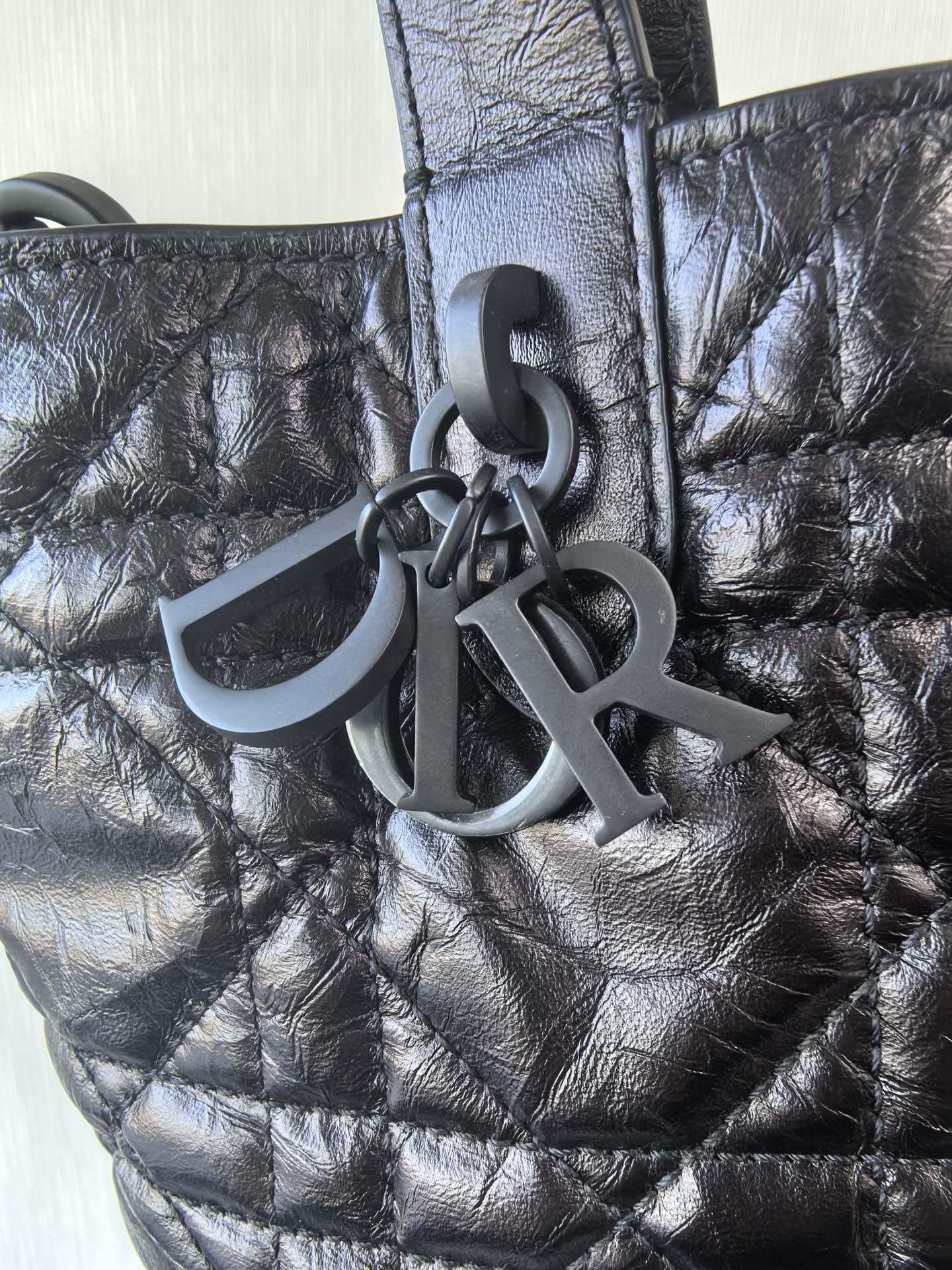 DIOR Small Dior Toujours Bag Black Macrocannage Crinkled Calfskin