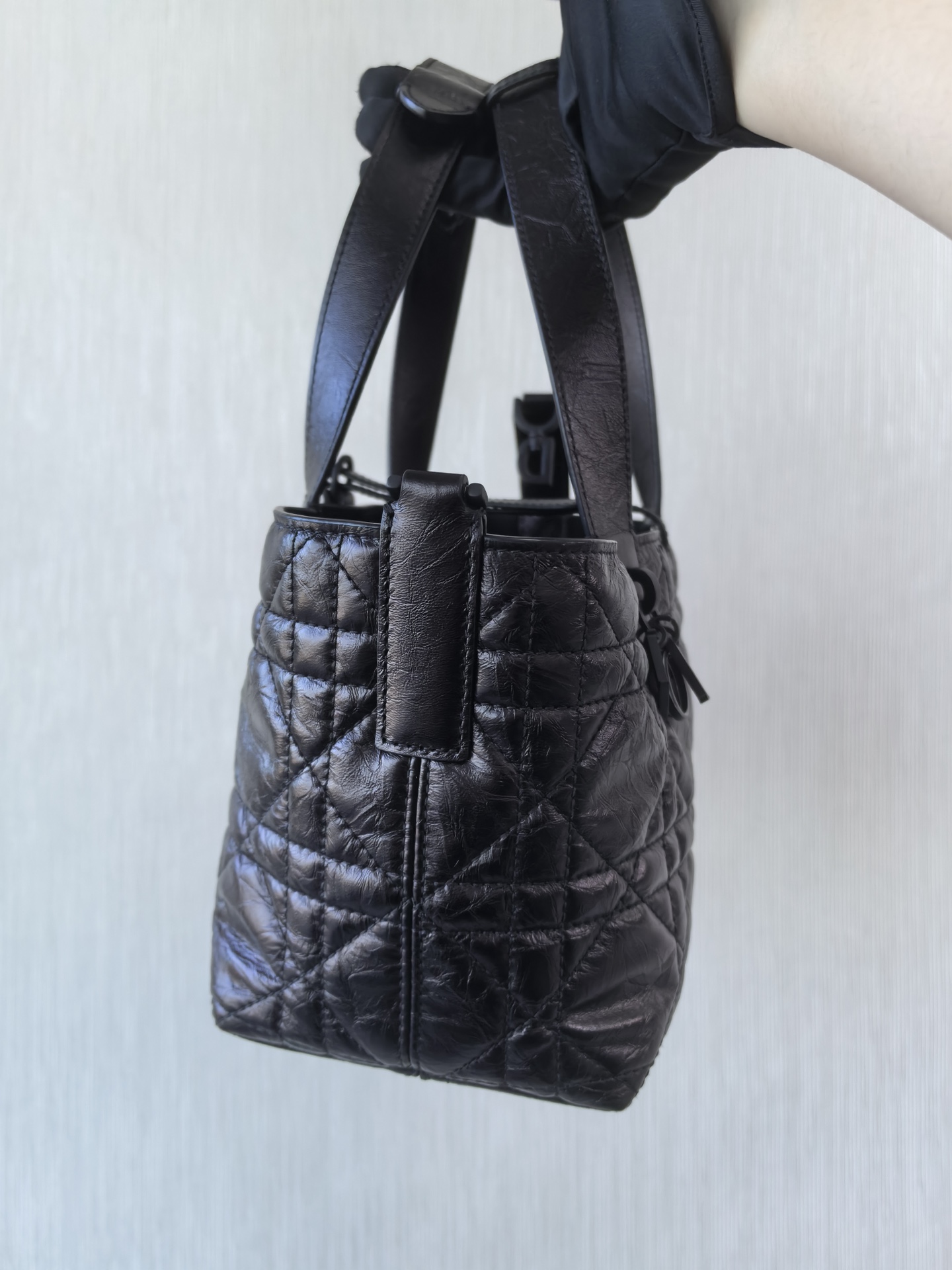 DIOR Small Dior Toujours Bag Black Macrocannage Crinkled Calfskin