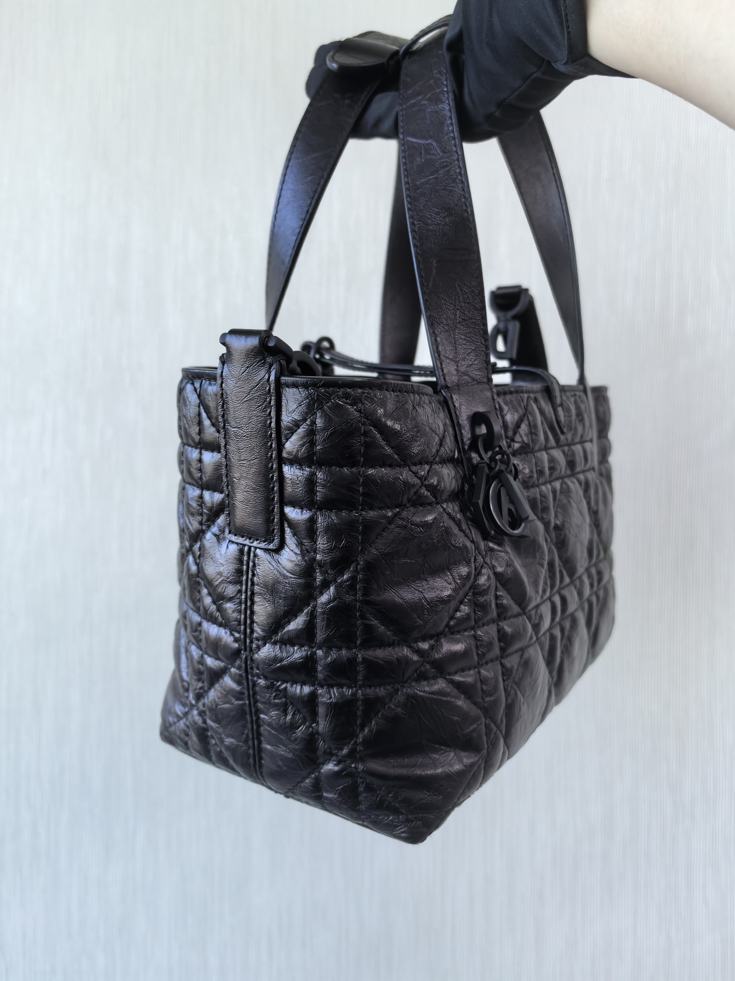 DIOR Small Dior Toujours Bag Black Macrocannage Crinkled Calfskin