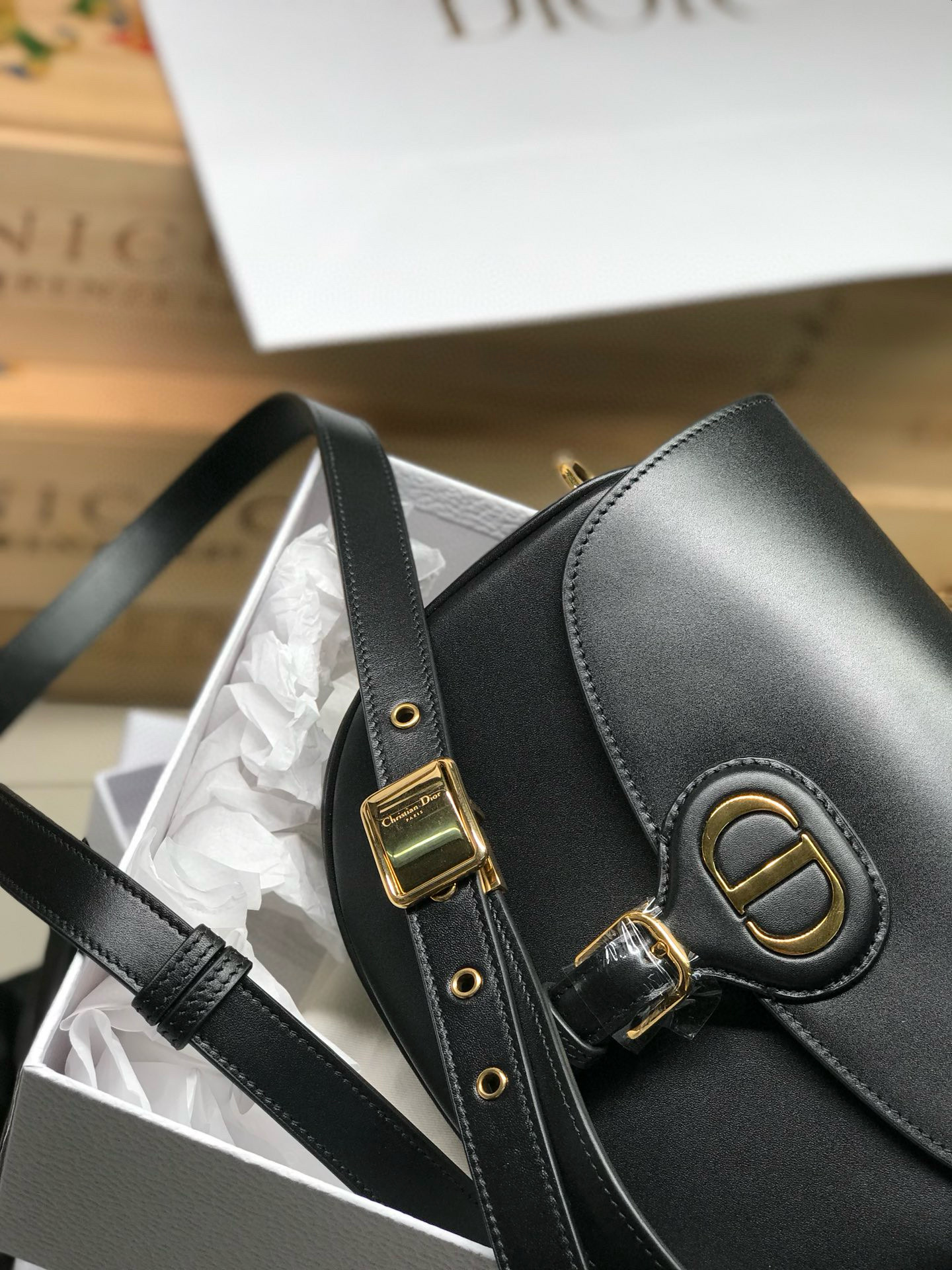 DIOR Medium Dior Bobby Bag Black Box Calfskin