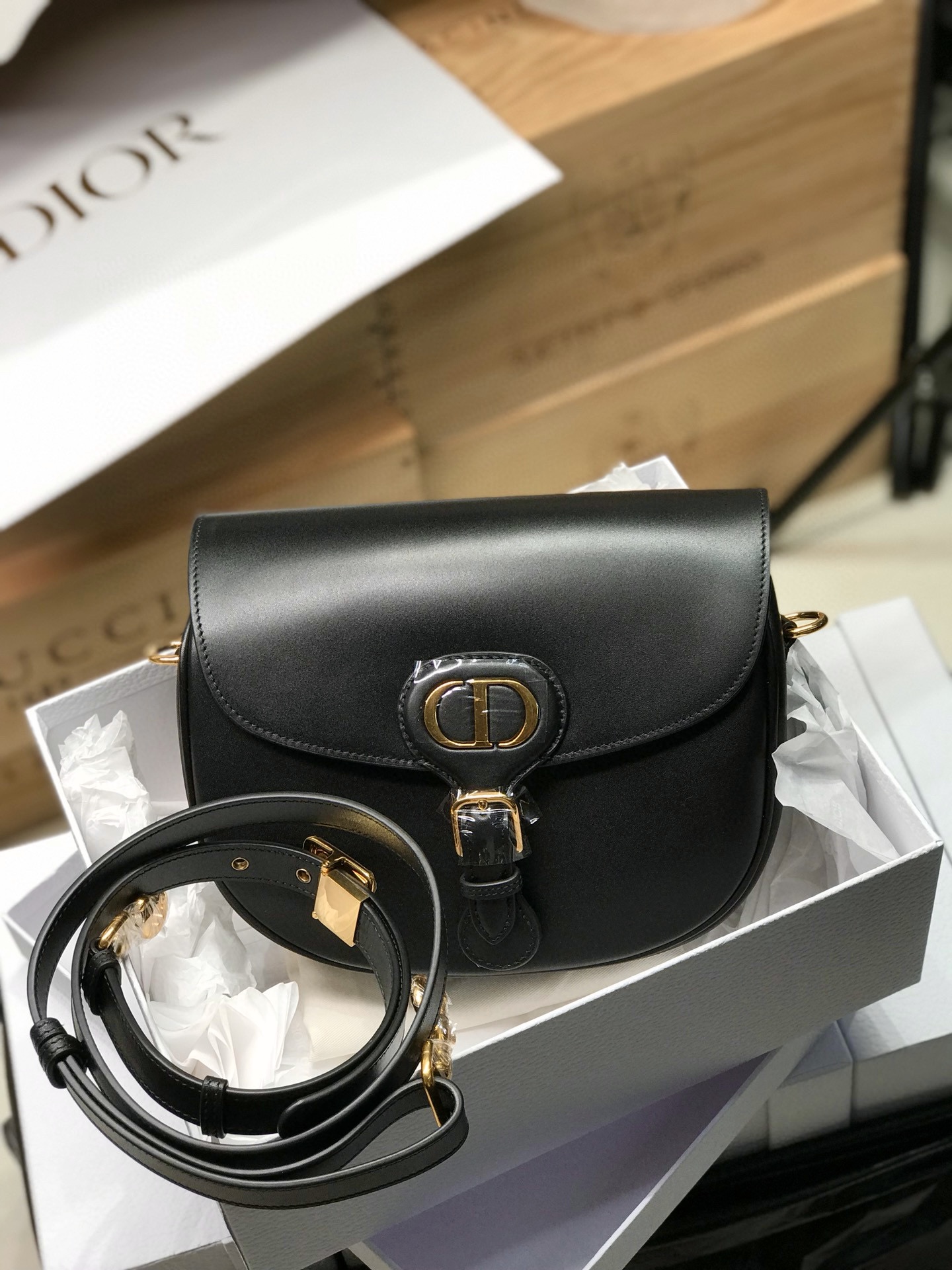 DIOR Medium Dior Bobby Bag Black Box Calfskin