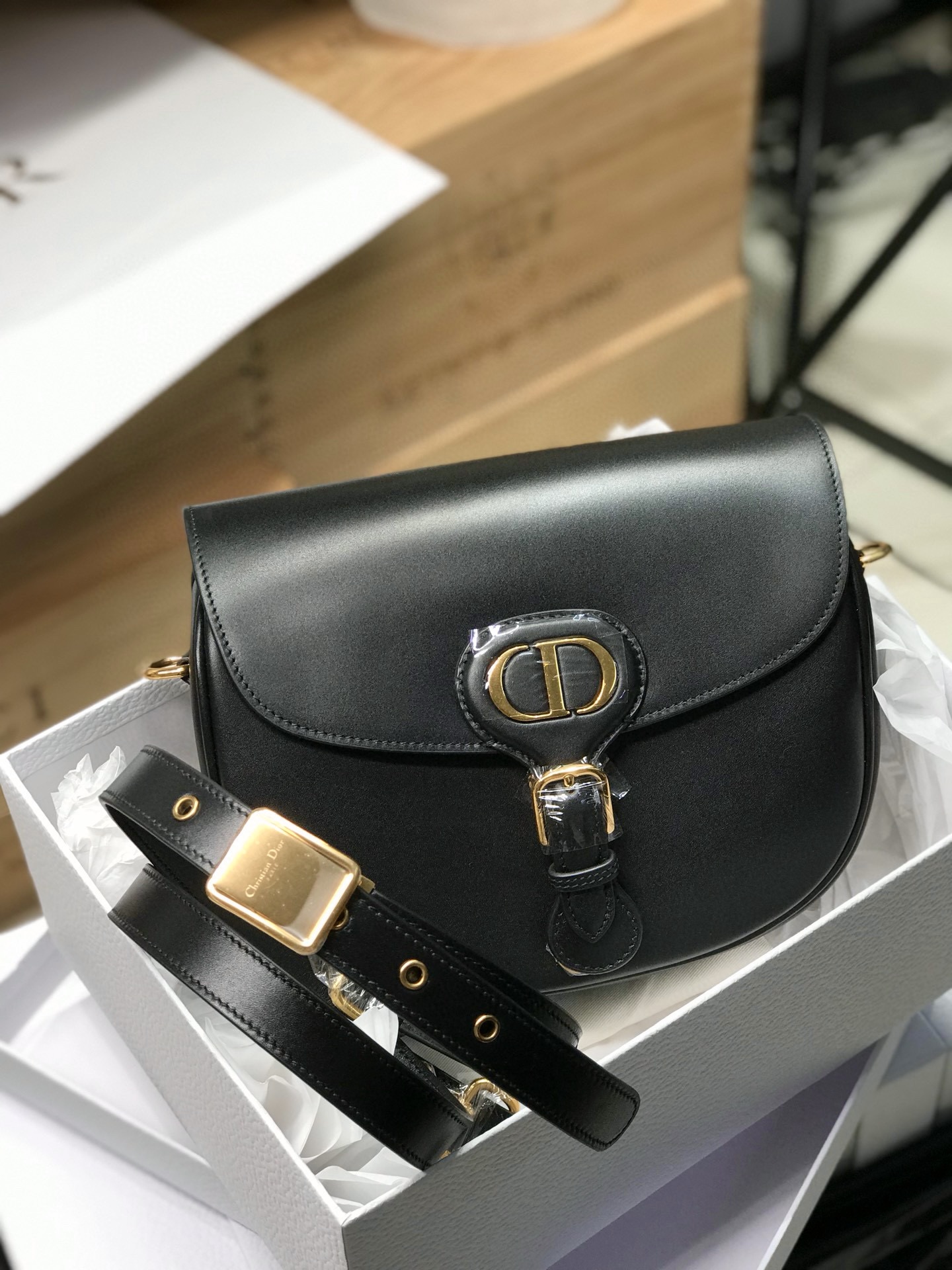 DIOR Medium Dior Bobby Bag Black Box Calfskin