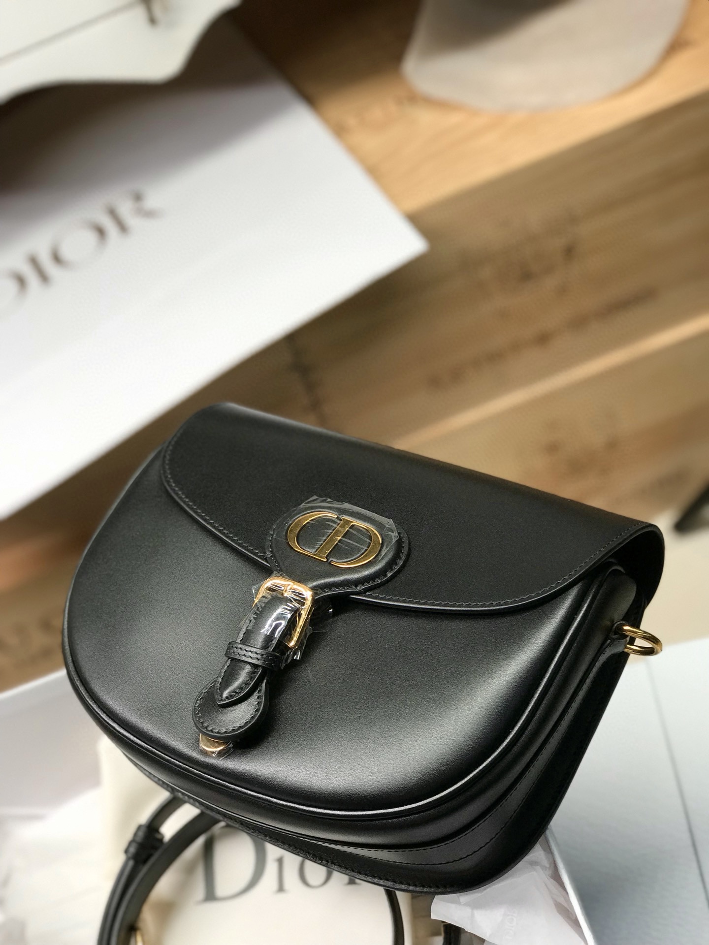 DIOR Medium Dior Bobby Bag Black Box Calfskin