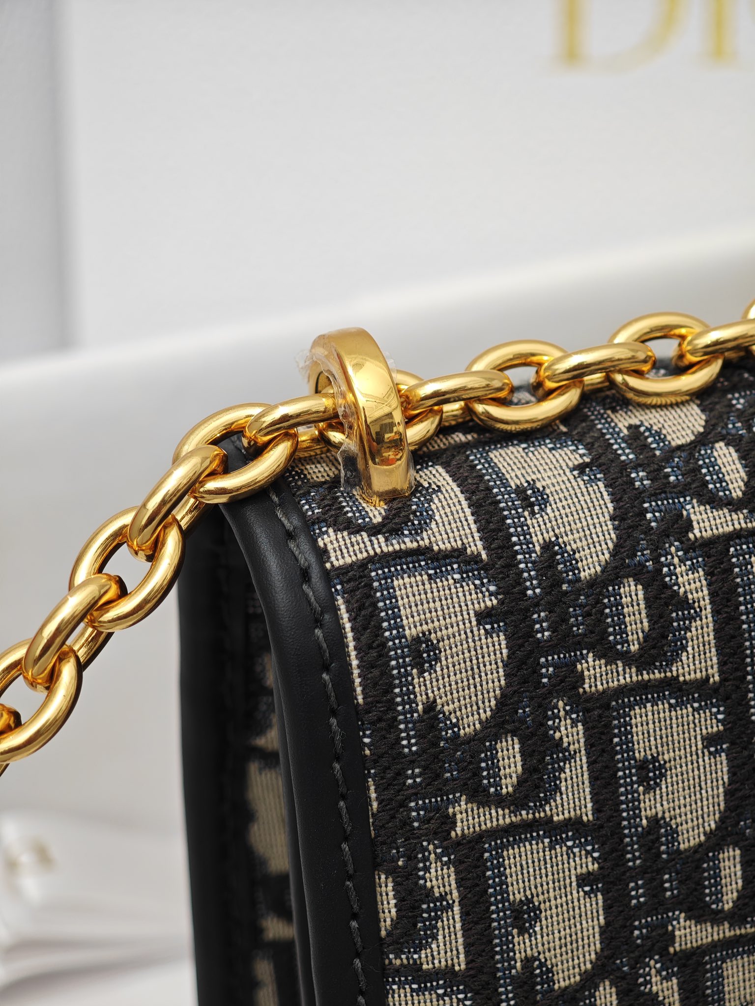 DIOR 30 Montaigne Chain Bag Blue Dior Oblique Jacquard