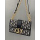 DIOR 30 Montaigne Chain Bag Blue Dior Oblique Jacquard