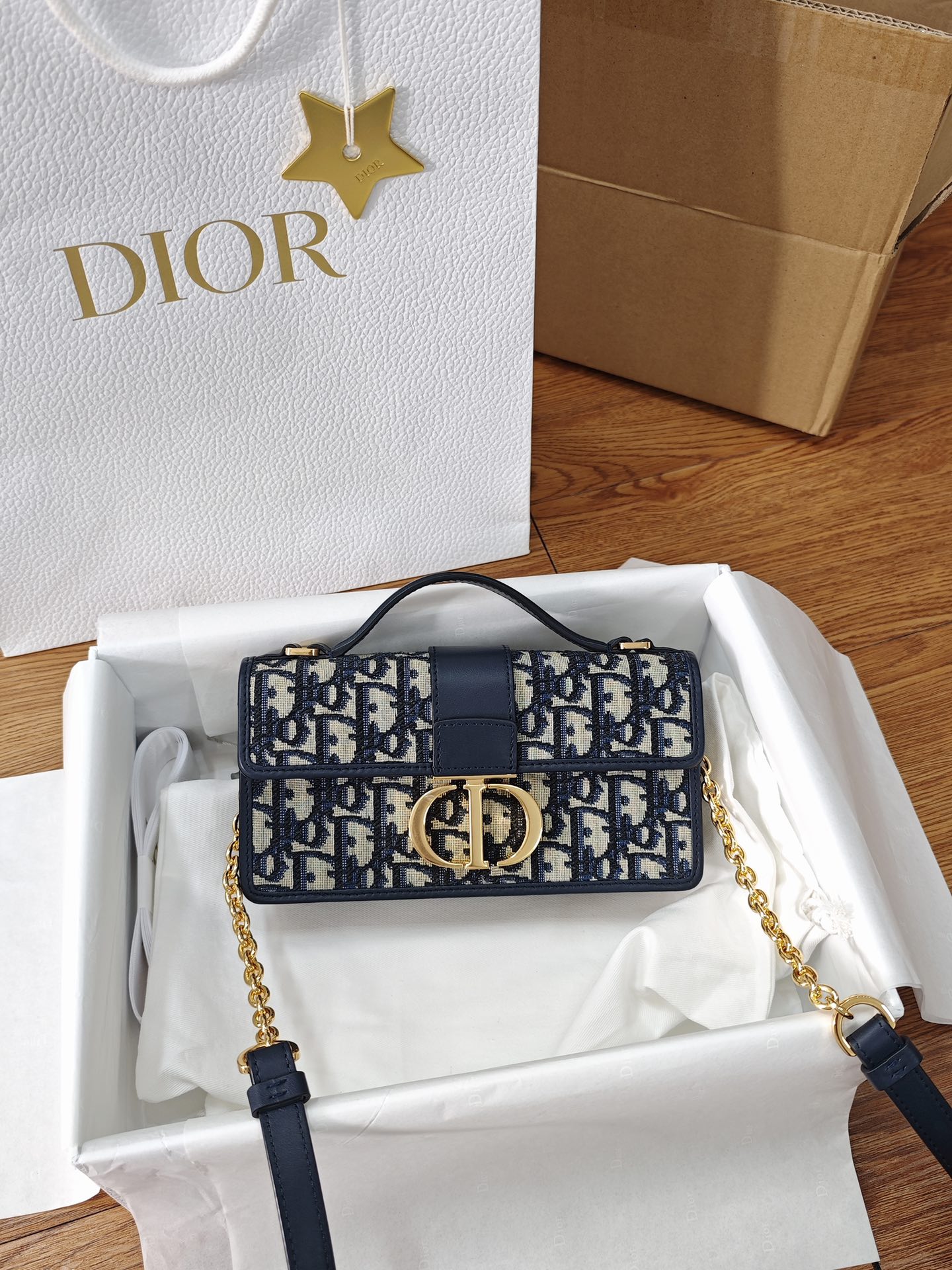 DIOR Miss Montaigne Mini Bag Blue Dior Oblique Jacquard