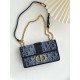 DIOR 30 Montaigne East-West Bag with Chain Blue Denim Dior Oblique Jacquard