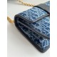 DIOR 30 Montaigne East-West Bag with Chain Blue Denim Dior Oblique Jacquard