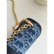 DIOR 30 Montaigne East-West Bag with Chain Blue Denim Dior Oblique Jacquard