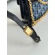 DIOR 30 Montaigne East-West Bag with Chain Blue Denim Dior Oblique Jacquard