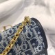 DIOR 30 Montaigne East-West Bag with Chain Blue Denim Dior Oblique Jacquard