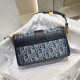 DIOR 30 Montaigne East-West Bag with Chain Blue Denim Dior Oblique Jacquard