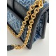 DIOR 30 Montaigne East-West Bag with Chain Blue Denim Dior Oblique Jacquard