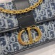 DIOR 30 Montaigne East-West Bag with Chain Blue Denim Dior Oblique Jacquard