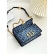 DIOR 30 Montaigne East-West Bag with Chain Blue Denim Dior Oblique Jacquard