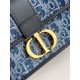 DIOR 30 Montaigne East-West Bag with Chain Blue Denim Dior Oblique Jacquard