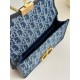 DIOR 30 Montaigne East-West Bag with Chain Blue Denim Dior Oblique Jacquard