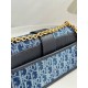 DIOR 30 Montaigne East-West Bag with Chain Blue Denim Dior Oblique Jacquard