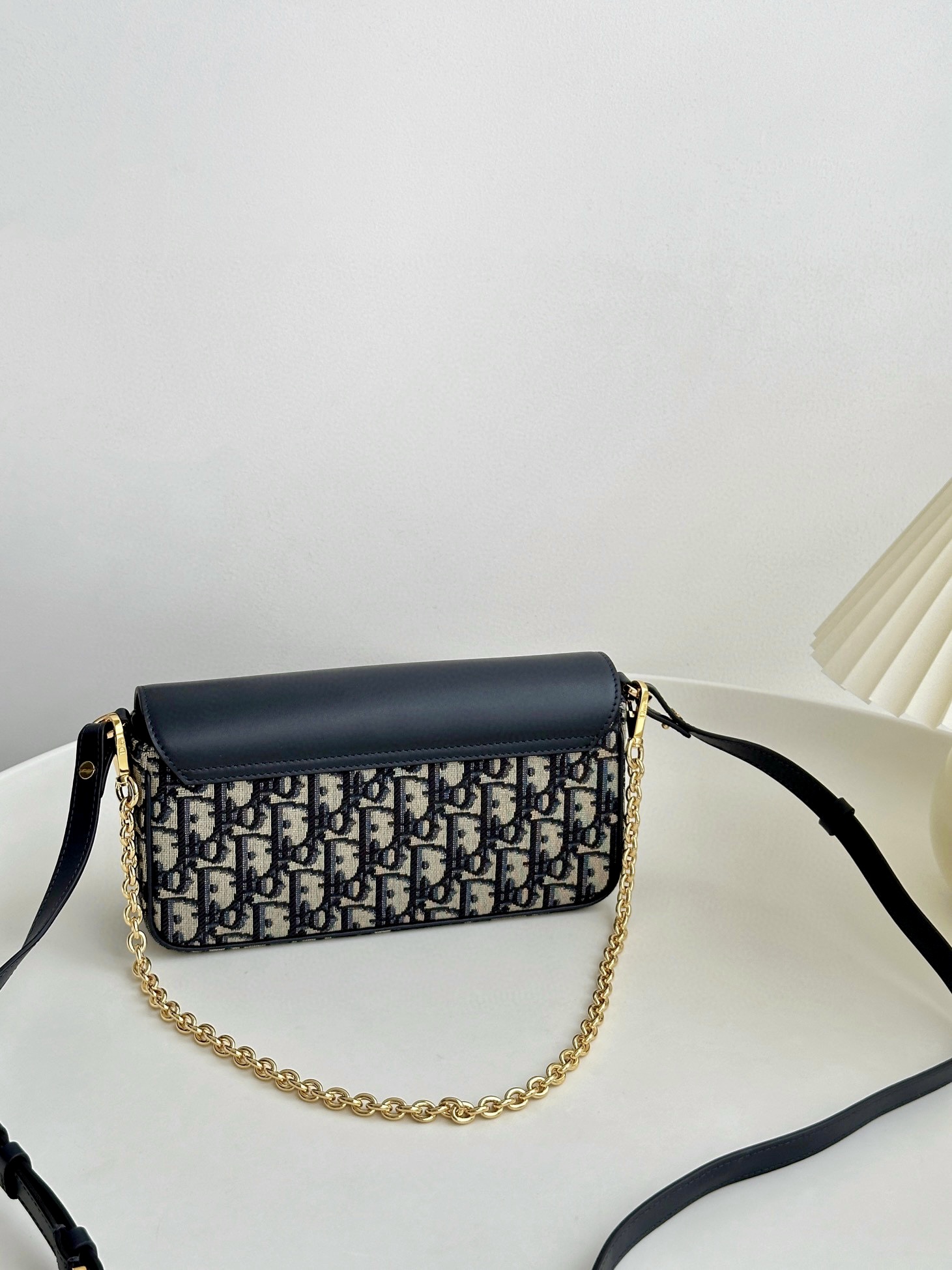 DIOR 30 Montaigne Avenue East-West Double Carry Mini Bag Blue Dior Oblique Jacquard and Smooth Calfskin