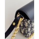 DIOR 30 Montaigne Avenue East-West Double Carry Mini Bag Blue Dior Oblique Jacquard and Smooth Calfskin