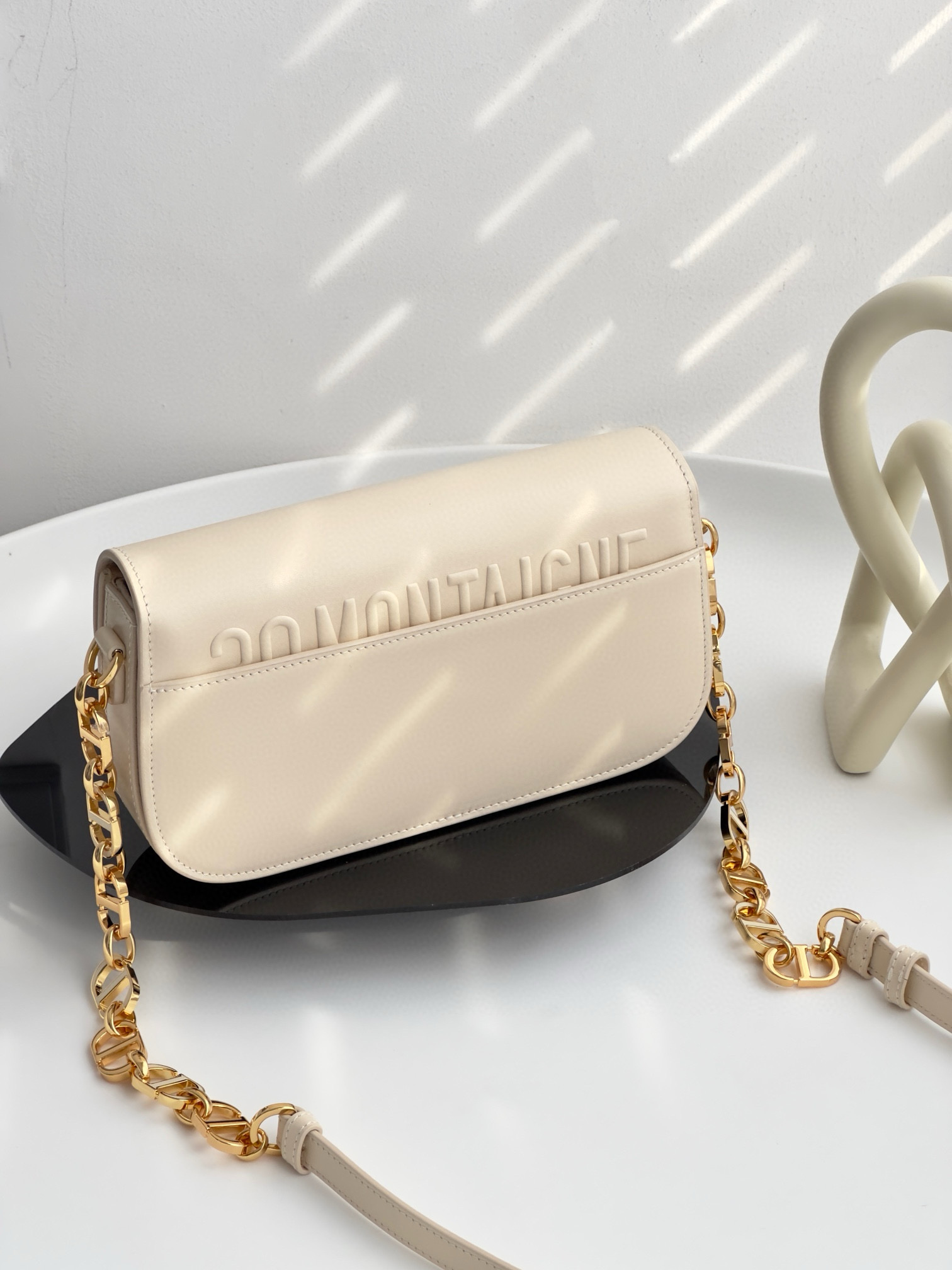 DIOR 30 Montaigne Avenue Bag Dusty Ivory Box Calfskin