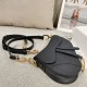 DIOR Saddle Bag with Strap Black Grained Calfskin