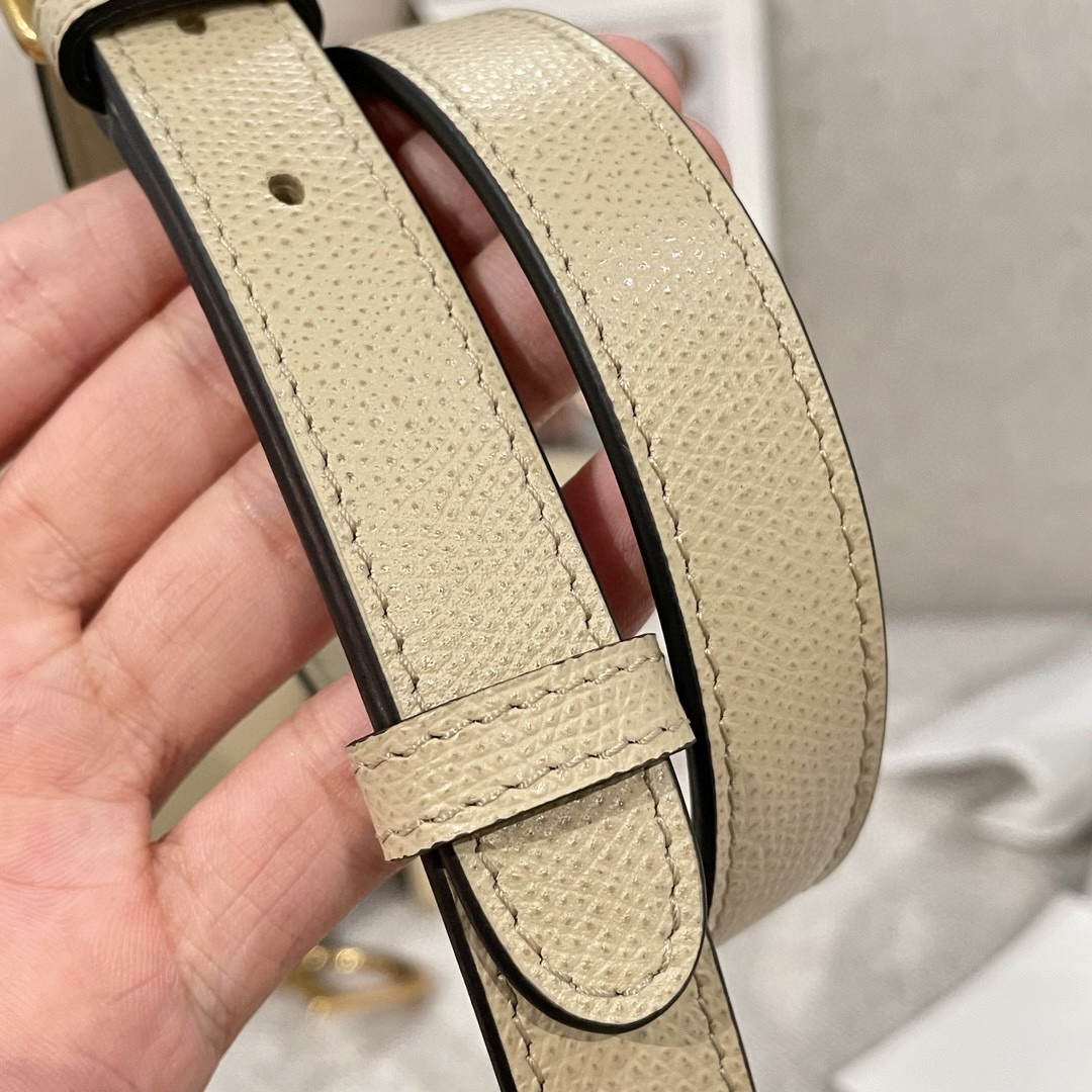 DIOR Saddle Bag with Strap Sand-Colored Grained Calfskin