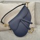 DIOR Saddle Bag with Strap Indigo Blue Grained Calfskin