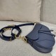 DIOR Saddle Bag with Strap Indigo Blue Grained Calfskin