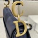 DIOR Saddle Bag with Strap Indigo Blue Grained Calfskin