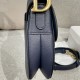 DIOR Saddle Bag with Strap Indigo Blue Grained Calfskin