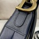 DIOR Saddle Bag with Strap Indigo Blue Grained Calfskin