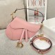 DIOR Saddle Bag with Strap Pink Grained Calfskin