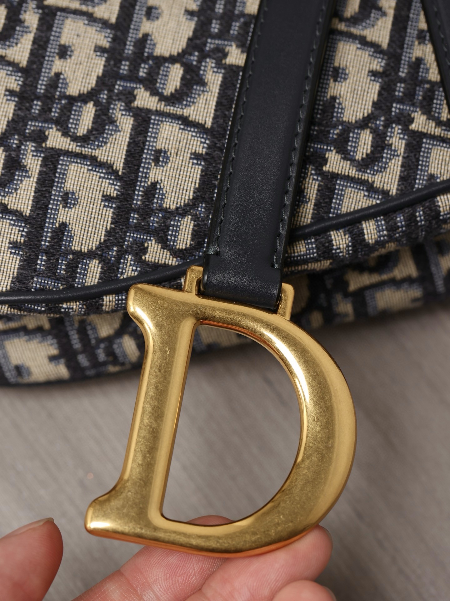 DIOR Saddle Bag with Strap Blue Dior Oblique Jacquard