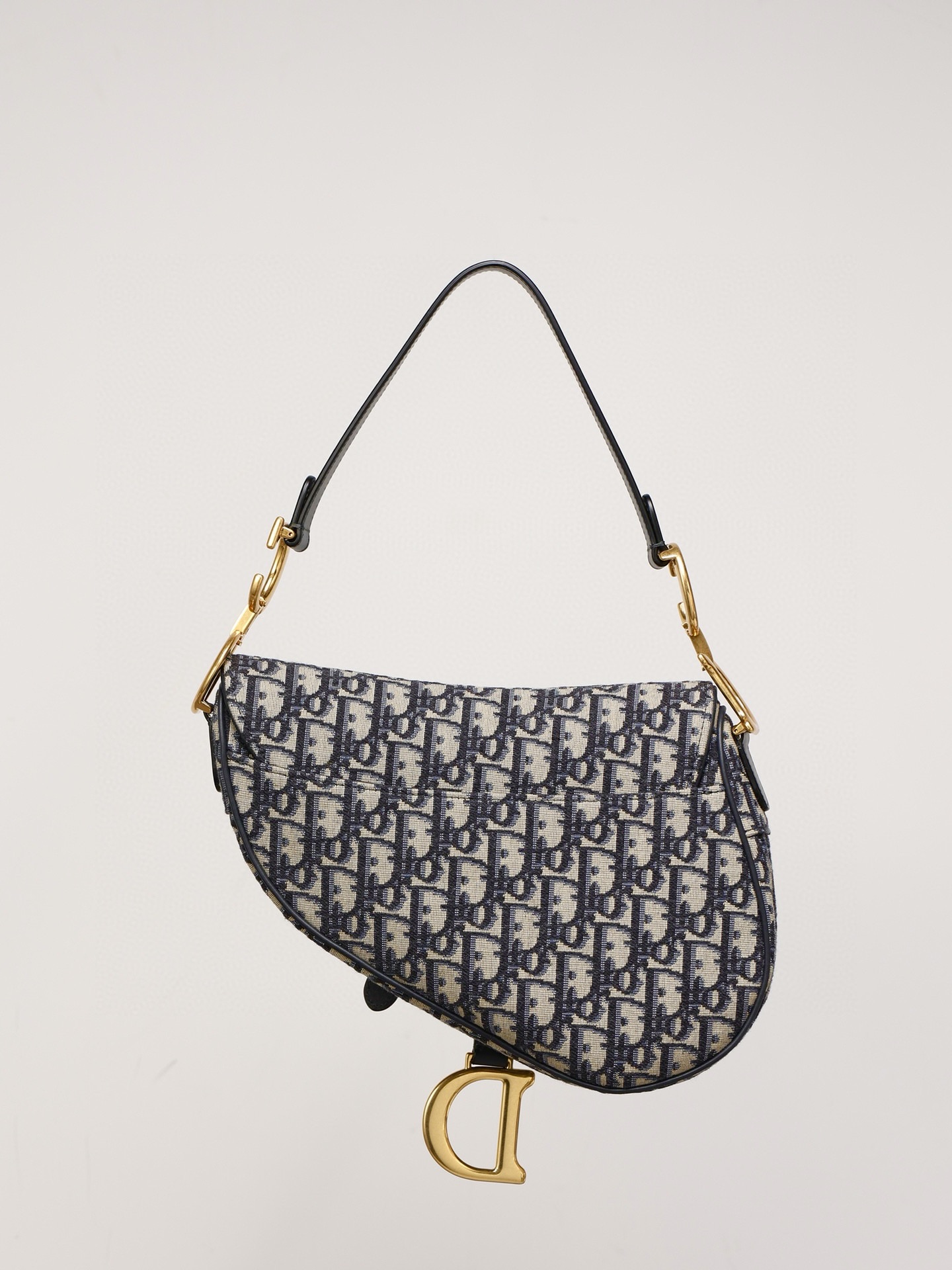 DIOR Saddle Bag with Strap Blue Dior Oblique Jacquard