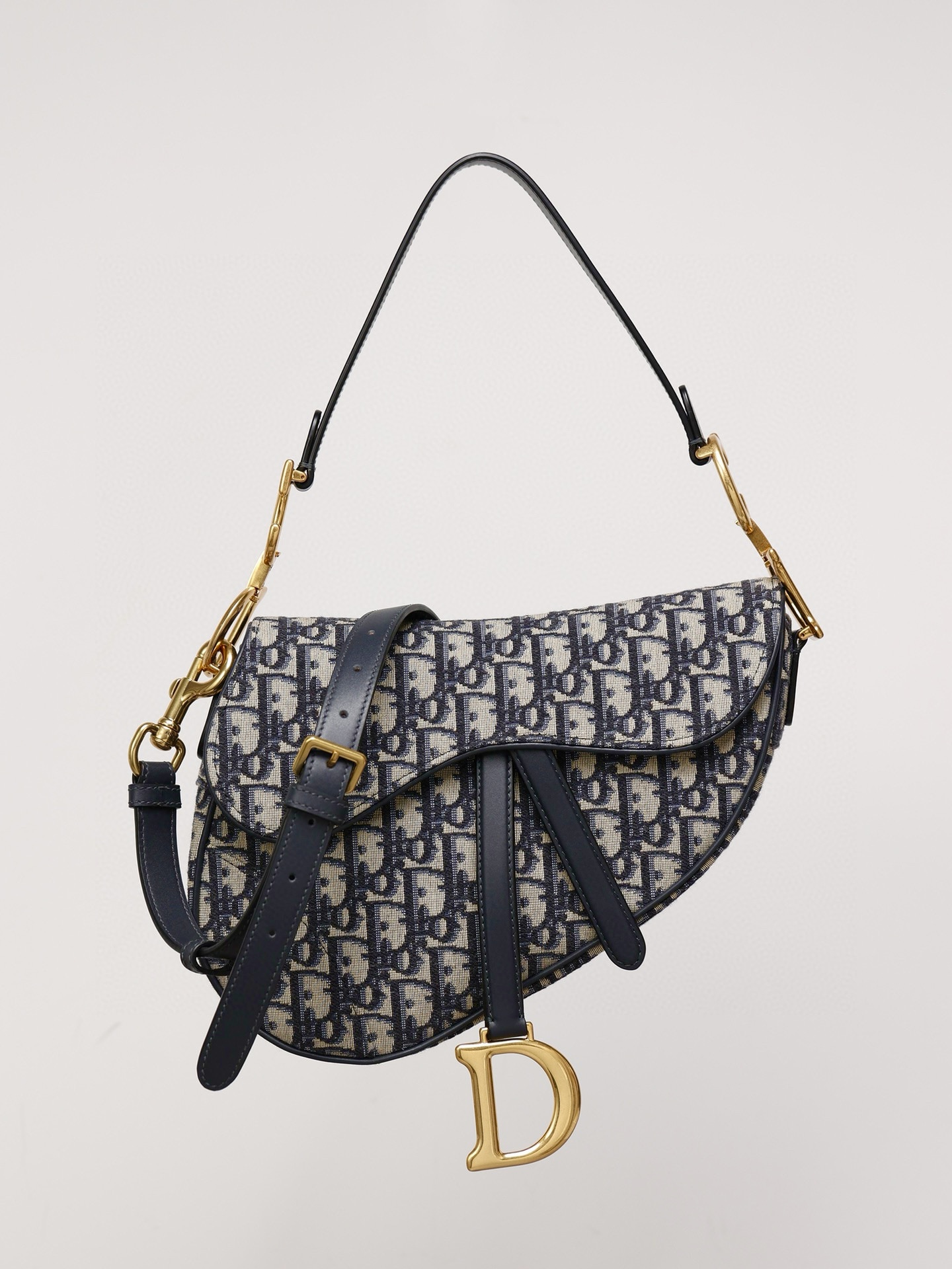 DIOR Saddle Bag with Strap Blue Dior Oblique Jacquard