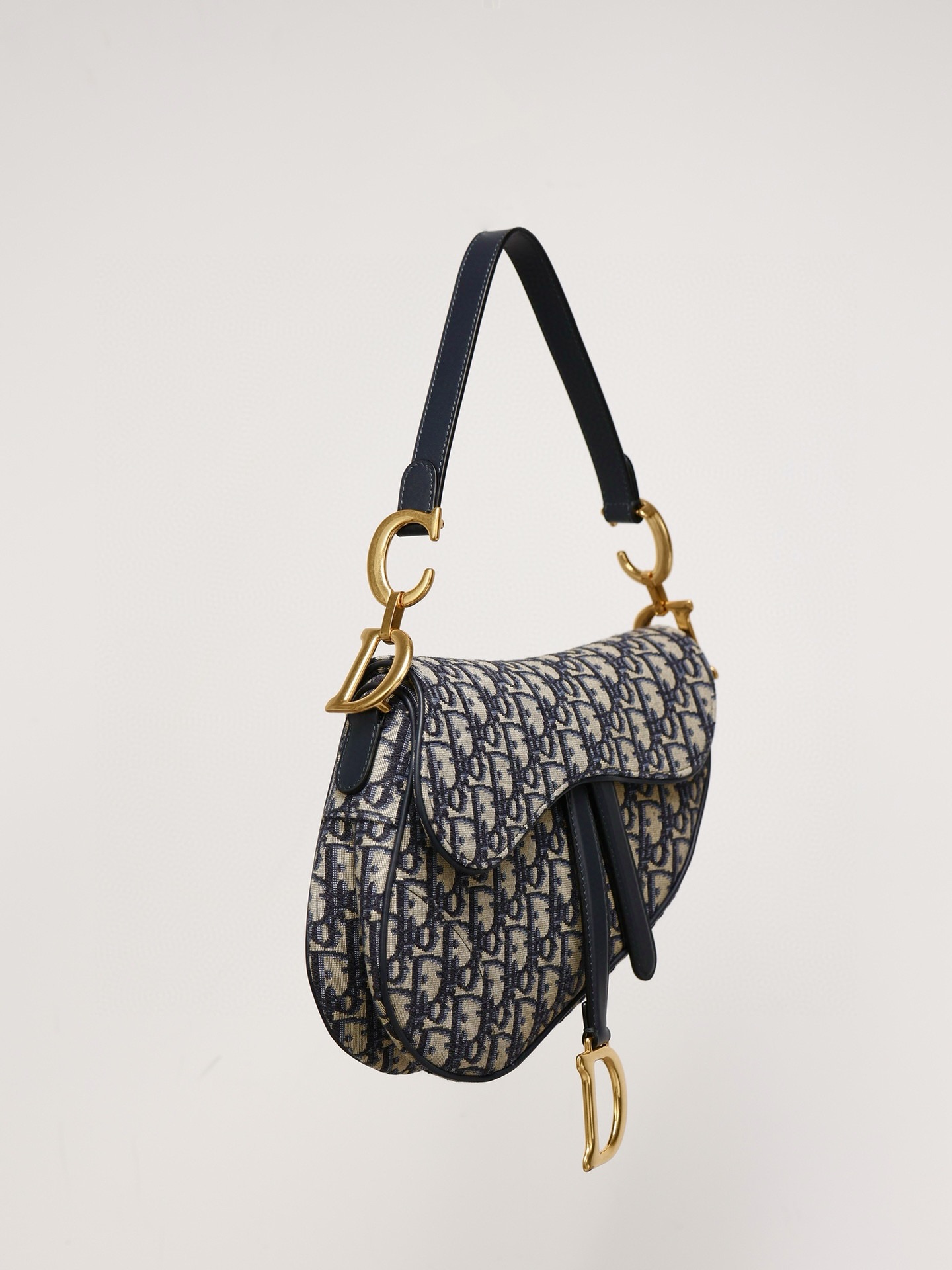 DIOR Saddle Bag with Strap Blue Dior Oblique Jacquard