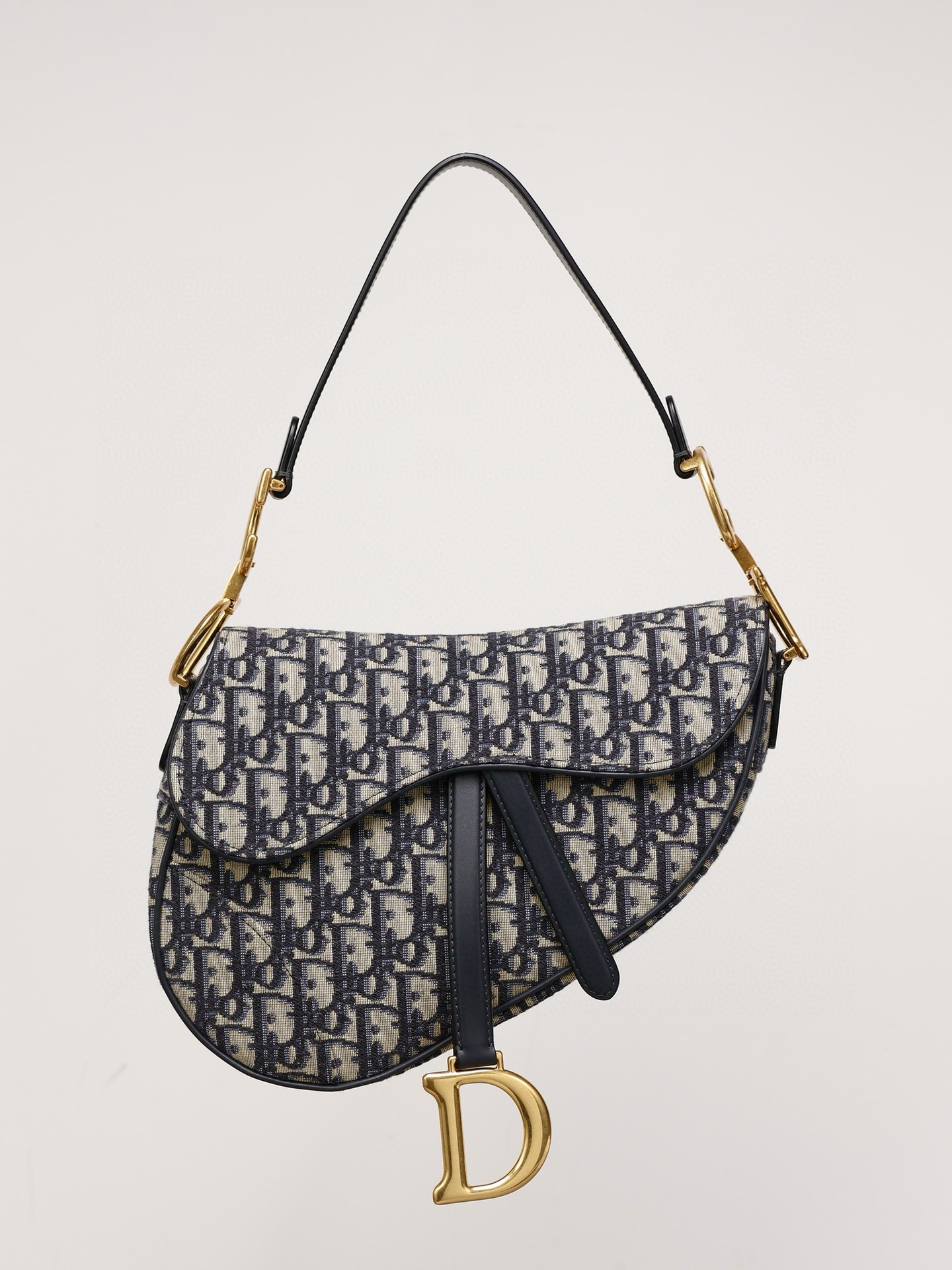 DIOR Saddle Bag with Strap Blue Dior Oblique Jacquard