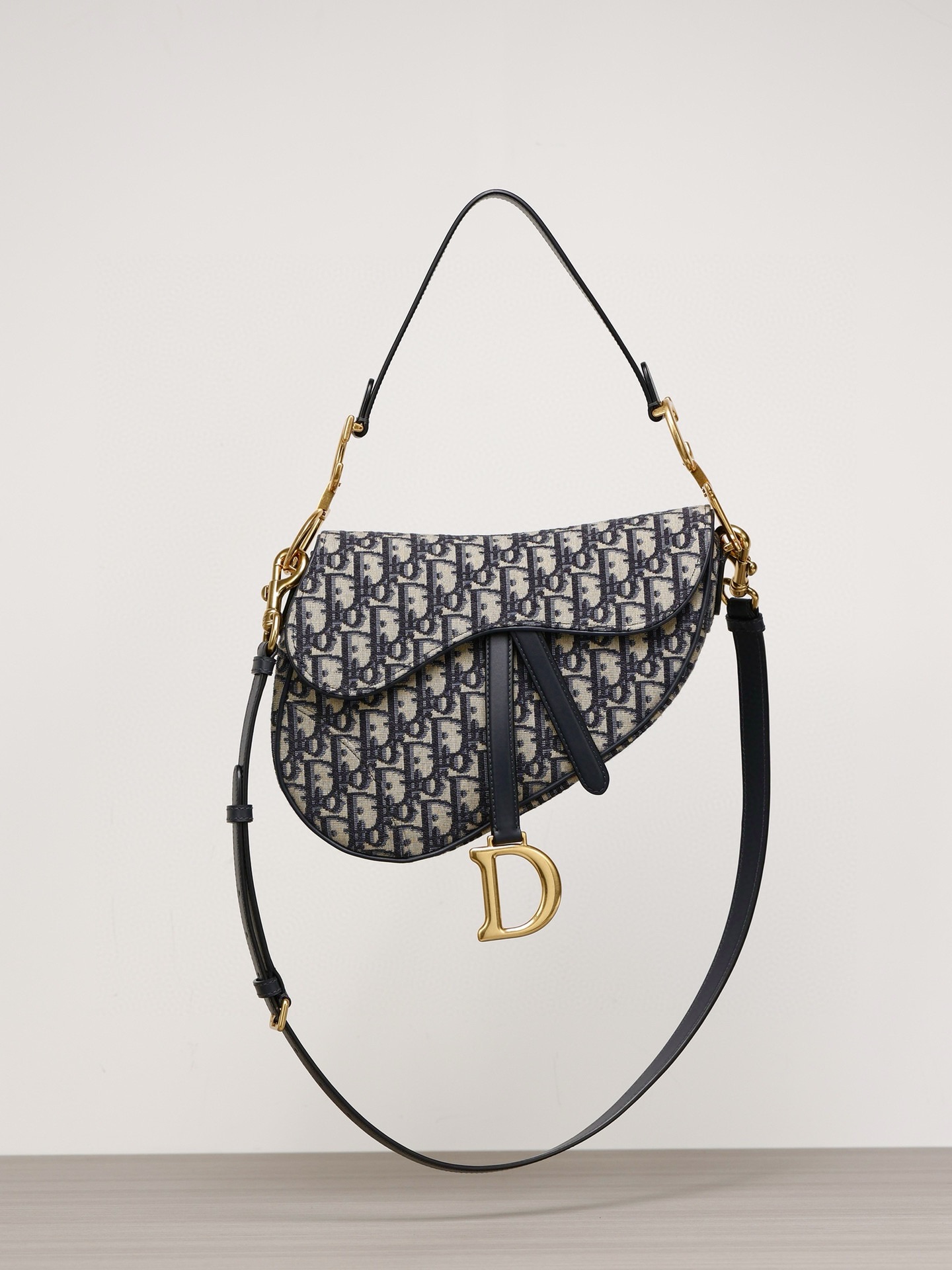 DIOR Saddle Bag with Strap Blue Dior Oblique Jacquard