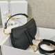 DIOR Mini Saddle Bag with Strap Black Grained Calfskin