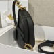 DIOR Mini Saddle Bag with Strap Black Grained Calfskin