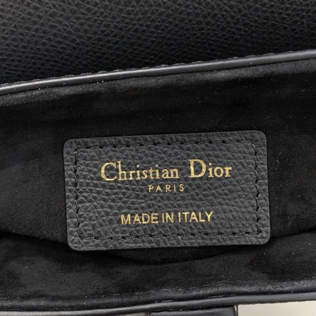 DIOR Mini Saddle Bag with Strap Black Grained Calfskin