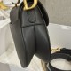 DIOR Mini Saddle Bag with Strap Black Grained Calfskin