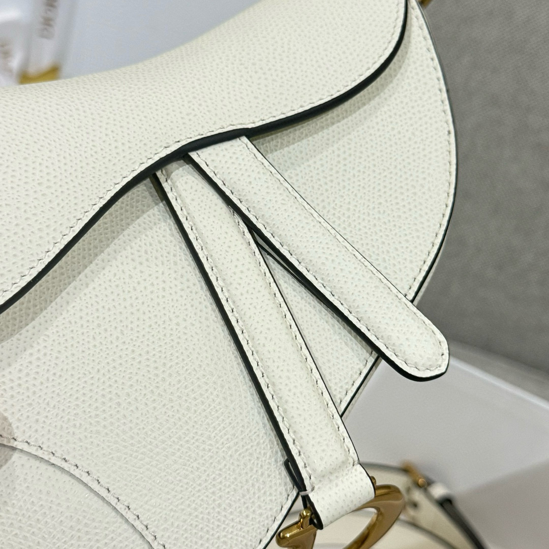 DIOR Mini Saddle Bag with Strap Latte Grained Calfskin