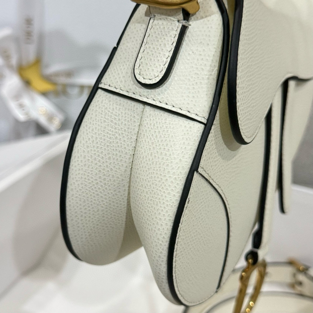 DIOR Mini Saddle Bag with Strap Latte Grained Calfskin