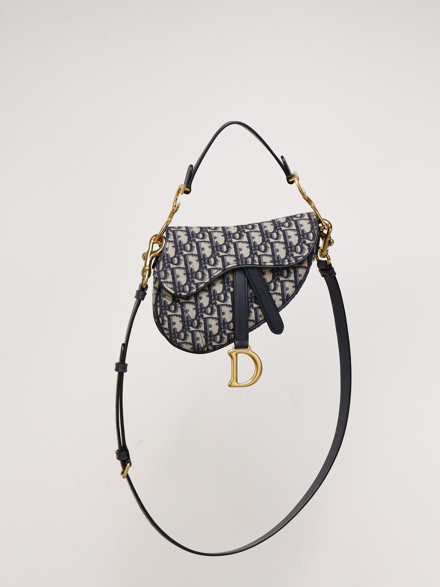 DIOR Mini Saddle Bag with Strap Blue Dior Oblique Jacquard